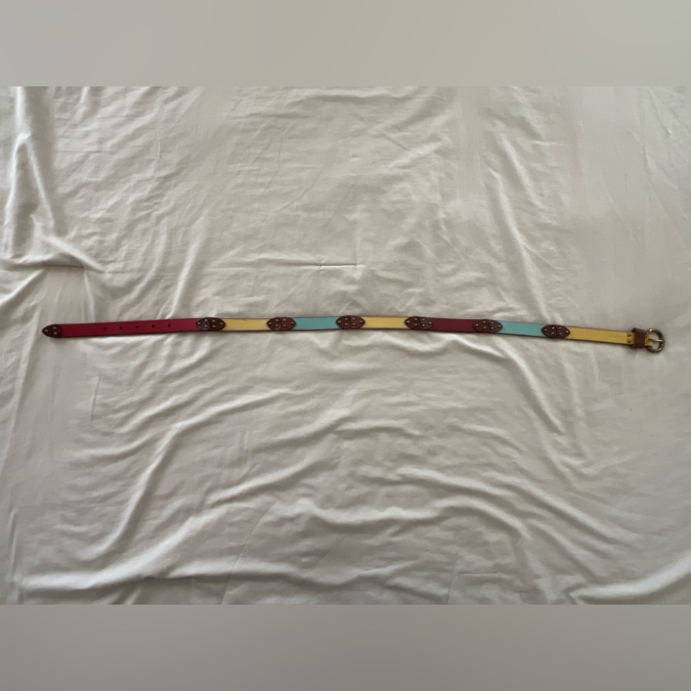 Fossil Multicolor Leather Belt with Brass Stud Detail Women’s 37”